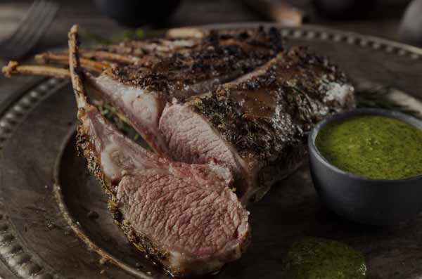 Roasted leg (or rack) of lamb